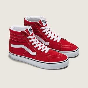 Vans Bold Red and White sk8-Hi Sneakers